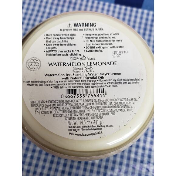 BBW Watermelon Lemonade Wood Grain Look Jar Large 3 Wick Candle Home Fragrance - Picture 2 of 2